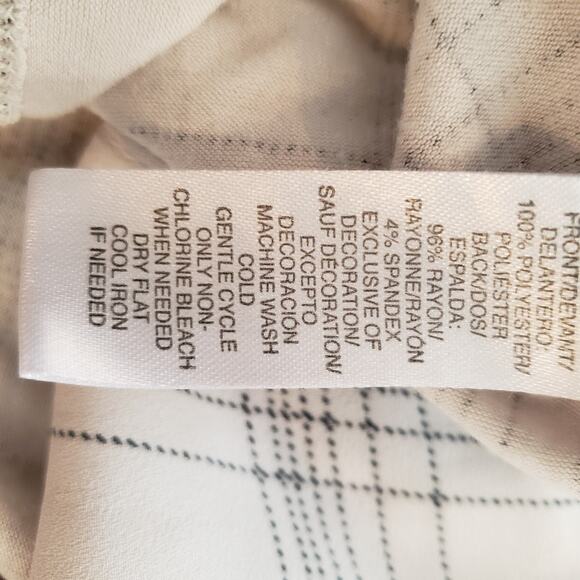 LOFT Sleeveless Windowpane Flowy Sleeveless Blouse Cream Size Small - Picture 7 of 7